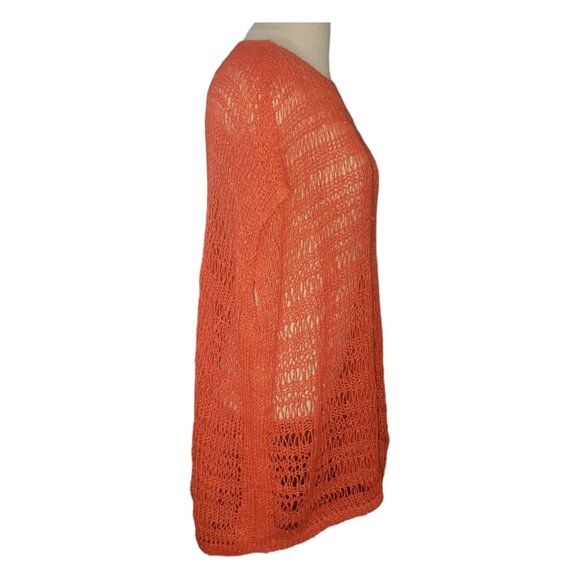 CT1610 LAFAYETTE 148 Bright Orange Crew Neck Knit Sleeveless Sweater M - Picture 2 of 8